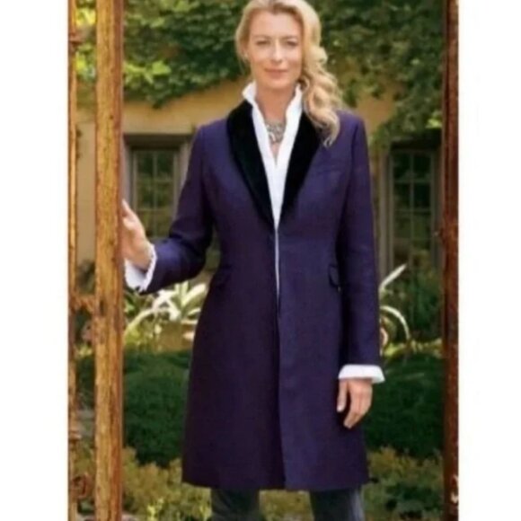 NWOT Soft Surroundings Velvet Collar Wool Blend Gray Tuxedo Jacket Coat Size XL - Picture 1 of 11